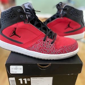 Jordan 1 Flight Fire Red Black and Cement Grey